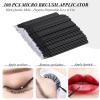 200 PCS Eyelash Extension Supplies Kit include a disposable micro swab brush, eyebrow comb, lip balm brush, mascara brush, makeup brush, for eyelash extension surgery, and lip makeup (Black) view 4
