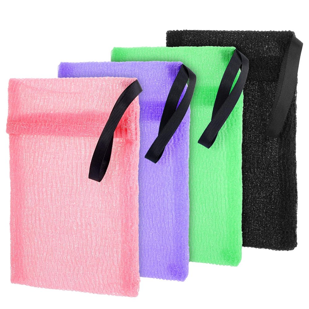 4 Pcs Bar Soap Bag for Washing Body, Soap Sock Scrubber Pouch Sack for Bath Shower, Facial Cleaning, Travel & Home Use (Multicolor)