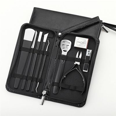 10 Pcs Nail Cutter Pedicure Scissors Set Stainless Steel Eagle Hook Portable Manicure Nail Clipper Tool Set,Black (Black)