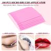 200 PCS Eyelash Extension Supplies Kit include a disposable micro swab brush, eyebrow comb, lip balm brush, mascara brush, makeup brush, for eyelash extension surgery, and lip makeup (Pink Sets) view 4