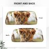 FZQVSLCM Pencil Case Leather Pen Bags Travel Makeup Bag Cute little animal lion Toiletry Bag Portable Cosmetic Bags Coin Purse view 2
