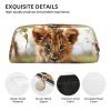 FZQVSLCM Pencil Case Leather Pen Bags Travel Makeup Bag Cute little animal lion Toiletry Bag Portable Cosmetic Bags Coin Purse view 4
