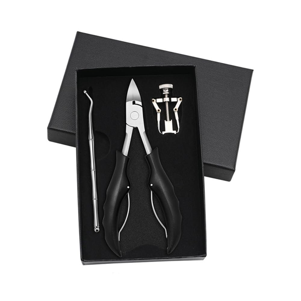 17PCS Pedicure Set kit Ingrown Toenail Trimmer Nail Clippers Cuticle Cutter Pedicure Plier Pedicure Tool,6pcs Set (3pcs Set Black)
