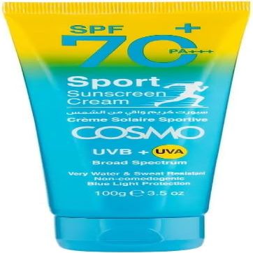 Cosmo Sport Sunscreen Cream 100g | 3.38 fl.oz, SPF 70 | PA+++| UVA/UVB Protection | for Unisex