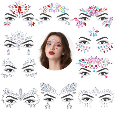 10 Sets Festival Face Jewels Face Gems Colorful Mermaid Faces Gems Stick On Rave Body Stickers Crystal Jewel Eyes Gemstones Self- Adhesive Glitter Jewel Sticker for Ladies Makeup