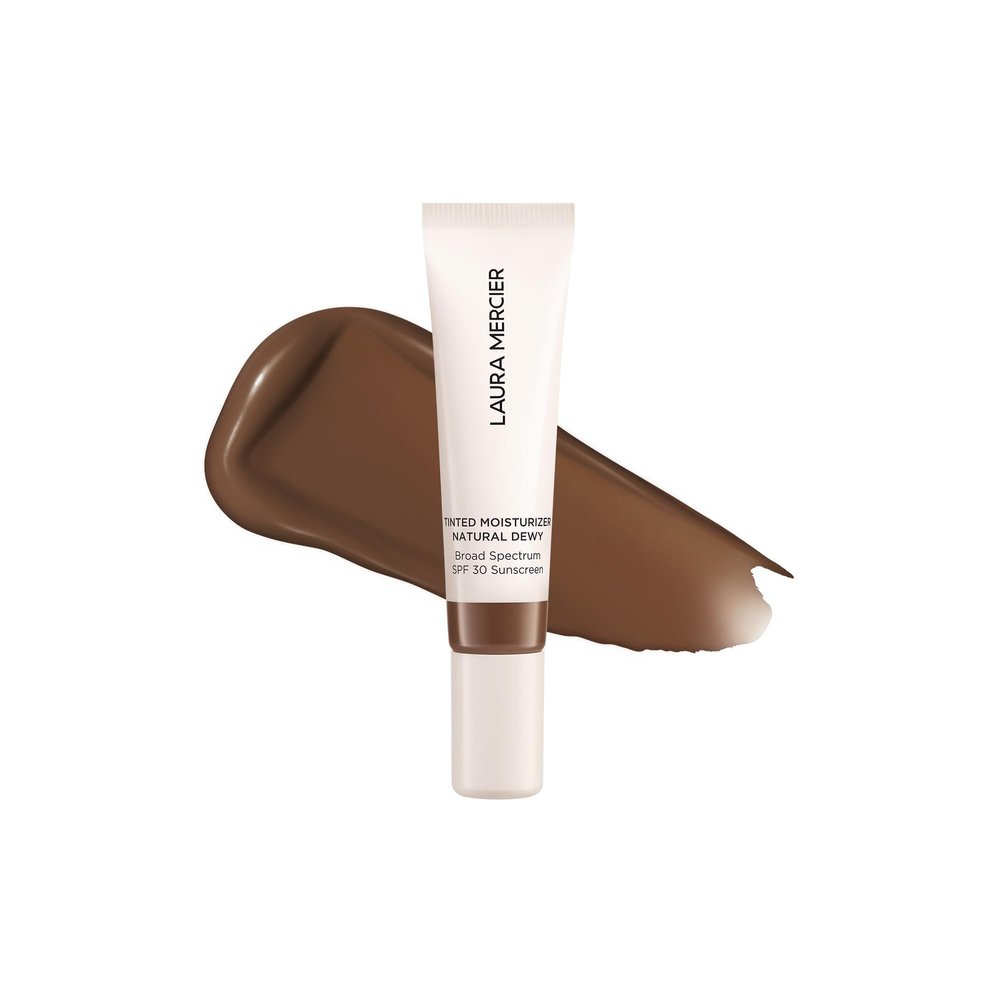 Laura Mercier Tinted Moisturizer Natural Dewy with SPF 30, 24HR+ Hydration & Longwear, Sheer to Light, Buildable Coverage, Dewy Finish, Improve Skin Tone and Texture, Skin Tint, 6N Umber Mini Size
