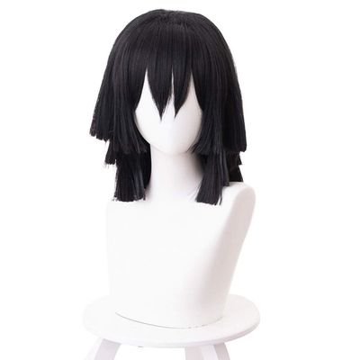 FENNIDICE Obanai Iguro Cosplay Wig Hair Role Play Halloween Costume Party Wigs + Wig Cap