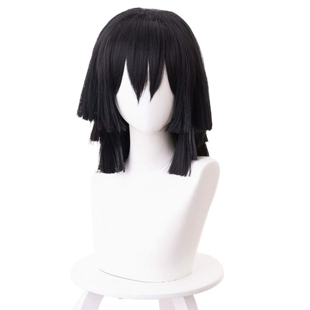FENNIDICE Obanai Iguro Cosplay Wig Hair Role Play Halloween Costume Party Wigs + Wig Cap
