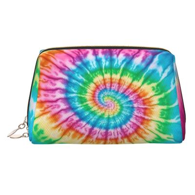 Large Makeup Bag For Purse, Vegan Leather Abstract Swirl Tie Dye Makeup Zipper Pouch, Travel Cosmetic Pouch Makeup Stuff Bag For Women