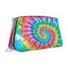 Large Makeup Bag For Purse, Vegan Leather Abstract Swirl Tie Dye Makeup Zipper Pouch, Travel Cosmetic Pouch Makeup Stuff Bag For Women view 2
