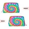 Large Makeup Bag For Purse, Vegan Leather Abstract Swirl Tie Dye Makeup Zipper Pouch, Travel Cosmetic Pouch Makeup Stuff Bag For Women view 3