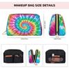 Large Makeup Bag For Purse, Vegan Leather Abstract Swirl Tie Dye Makeup Zipper Pouch, Travel Cosmetic Pouch Makeup Stuff Bag For Women view 4