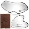 2 Pcs Stainless Steel Gua Sha Facial Tools Set, Face and Body Skin Massage, Facial Scraping Tools for Jaw Lift Massager, Puffiness Reduction, Lymphatic Drainage & Skin Tightening, New Year Gift view 1