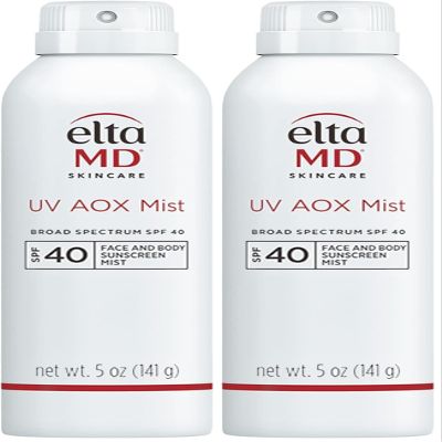 EltaMD UV AOX Mist Mineral Sunscreen Spray SPF 40, Broad Spectrum Face and Body Sunscreen with Zinc Oxide, 100% Mineral Active, Hydration Boost with Antioxidants, Moisturizer with SPF 40, 5 oz