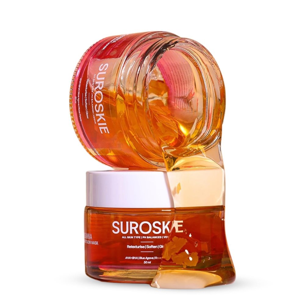 Suros..kie Ros..anna. Rose Instant Glow Face Mask 50ml | With Rose & Aloe vera | For Cleans Pores & Dark Spot | Spa Glow at Home | Facial In a Jar | korean Face Mask For Glowing Skin |Men & Women