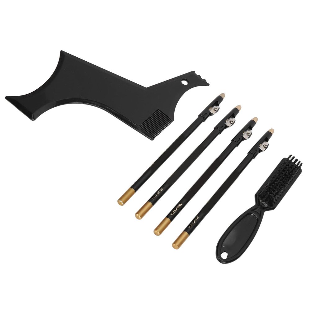 Focket Beard Shaper for Men, Professional Beard Shape Tool with 4 Hairdressing Pencils for Aligning and Diving Kit for Styling Trimming Tool (BLACK)