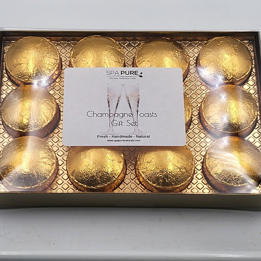 Gift Set Bath Melts, USA Made, Natural Ingredients, Ultra-Moisturizing, with Coconut Milk Moisturizing Face Mask, Gift Ideas (12 Count) Pack of 1 (Champagne Toasts)