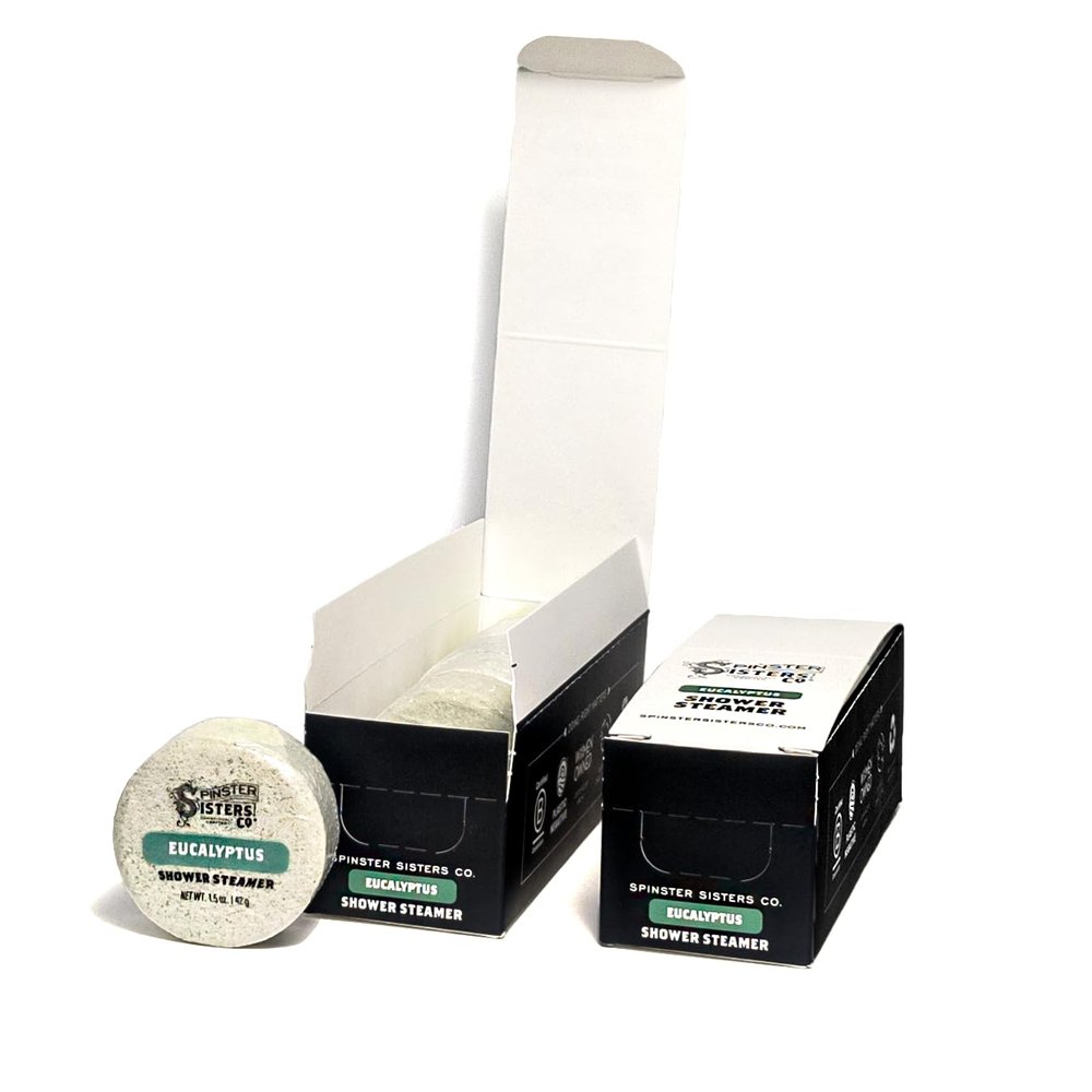 2 Case Bundle - Spinster Sisters Eucalyptus Shower Steamer - Essential Oil Aromatherapy, invigorate, Natural, Handmade, rejuvenating, rejuvenating, Biodegradable Shrink wrap,