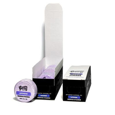2 Case Bundle - Spinster Sisters Lavender Shower Steamer - Natural Essential Oil Aromatherapy, Luxury, Refreshing, Relaxation, Biodegradable Shrink wrap