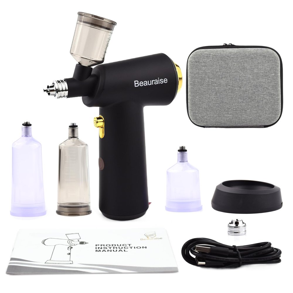Upgraded Spray Tan Machine Portable, Spray Tanning Gun Cordless Rechargeable and Handheld for Home, Beach, Travel, Self, Salon and Spa Tanning Solutions | Works with Self Tanning Solutions (Black)