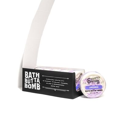 Case of 6 - Spinster Sisters Lavender Bath Butta' Bomb - 5.3 oz, Natural Bath Fizz for Relaxation, Handmade, Luxurious, Hydrating, Nourishing, Calming, Non-Toxic, eco-Conscious Ingredients