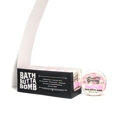 Case of 6 - Spinster Sisters Patchouli Rose Bath Butter Bomb, Natural Moisturizing Bath Fizzer with Shea Butter, Handmade, Luxurious, Hydrating, Nourishing, Non-Toxic, eco-Conscious Ingredients