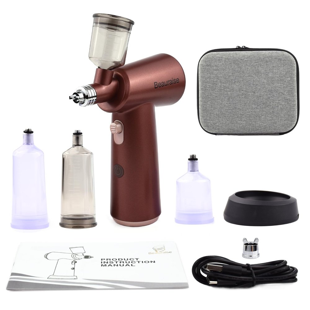 Cordless Rechargeable Spray Tan Machine - Portable Handheld Spray Tanning Gun for Home, Beach, Travel, Salon & Spa | Works with Self Tanning Solutions (Brown)