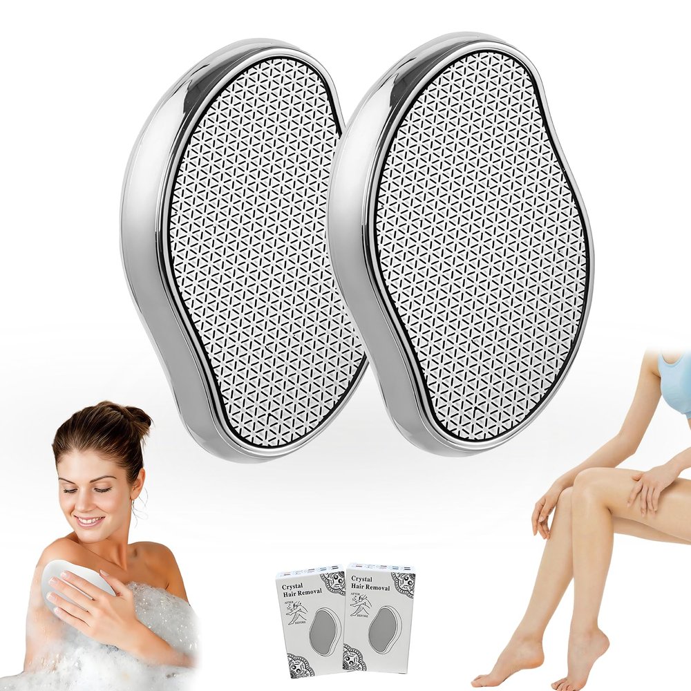 Crystal Hair Remover, Crystal Hair Eraser, Reusable Nano Glass,Multi-Color and Style Options,Easy to Wash,Ideal for Soft and Silky Skin,Skin Exfoliation (Nano Patterned Glass(Silvery))