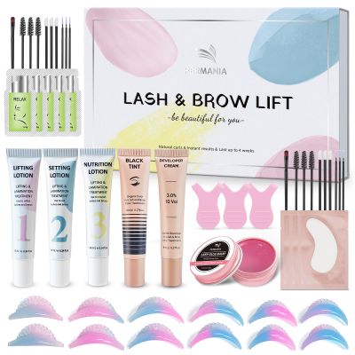 PERMANIA Lash Lift and Black Kit, Full Tube Design Brow Lamination Kit Salon Grade Instant Curling & Coloring With Detailed Instruction