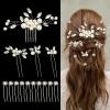 Bride Wedding Hair Pins 14Pcs Rhinestone Bridal Hair Piece,Pearls Clips Bridal Crystal Hair Decorative AccessoriesWedding Hair Pieces for Brides for Bride Bridesmaids Flower Girls(Silver) view 1