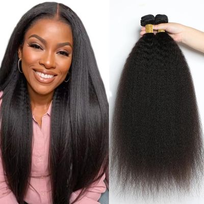Yaki Straight Human Hair Bundles Kinky Straight Human Hair Bundle 28 28 28 Inch Natural Black Double Weft Brazilian Virgin Remy Hair Extensions Yaki Bundles For Women