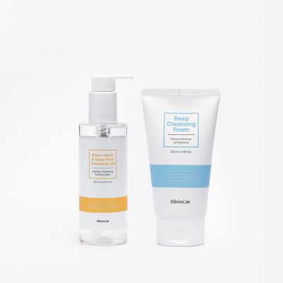 BibimCos Double Cleansing Method Set - Oil Cleanser, Foam , Korean Skin Care, Blackhead removal