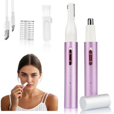 Mendaping 2025 Rechargeable Nose & Ear Hair Trimmer, Dual-Edge Blade Electric Clipper for Women Men, Facial & Eyebrow Hair Removal Tool, Powerful Motor, Painless, Easy to Clean (Multicolor)