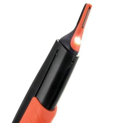 Mrisata Electric Nose Hair Trimmer Multi Functional LED Light Nose Ear Eyebrow Beard Trimmer for Men with Stainless Steel ABS Material 17cm (Orange)