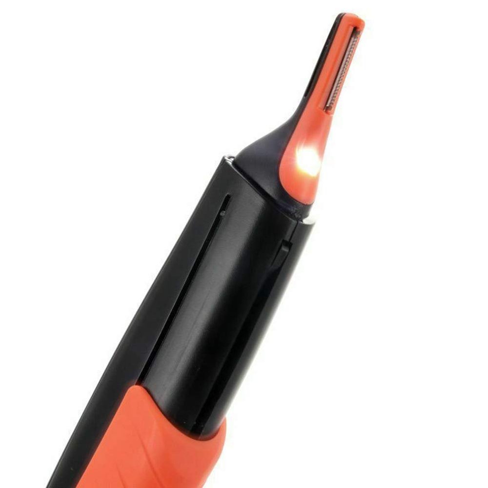 Mrisata Electric Nose Hair Trimmer Multi Functional LED Light Nose Ear Eyebrow Beard Trimmer for Men with Stainless Steel ABS Material 17cm (Orange)