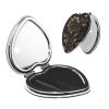 PPTHSNVB Travel Makeup Mirror for Purses Double-Sided 1X/2X Magnifying PU Leather Small Hand Pocket Mirrors Black and Gold Flowers Mini Cosmetic Mirror Compact Vanity Mirrors for Women view 1