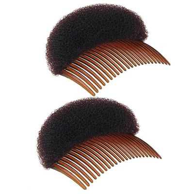 2Pcs Brown Women Soft Sponge Foam Hair, Clip Hair Comb Braid Tool Styling Accessories, Base Inserts Bump Up Hair Pads Styling Stick Bun Maker Braid Tool Barrettes