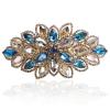 Sppry Luxury Gold-plated Rhinestone Hair Barrette for Women, Large Flower Jewelry Design (Navy) view 1