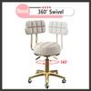 Adjustable Height Round Rolling Stool - Swivel Salon Chair with PU Leather Seat & Back, Titanium Gold Base, 5 Claw Design & Globe Wheels, Perfect for Beauty & Dressing Rooms (White) view 4
