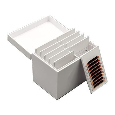 Acrylic 10 Layers Eyelases Extension Storage Box, Grafting Eye lashes Close-Packed Display, Makeup Organizer False Eyelashes Glue Pallet Holder with 10 Pallets (White without Eye)