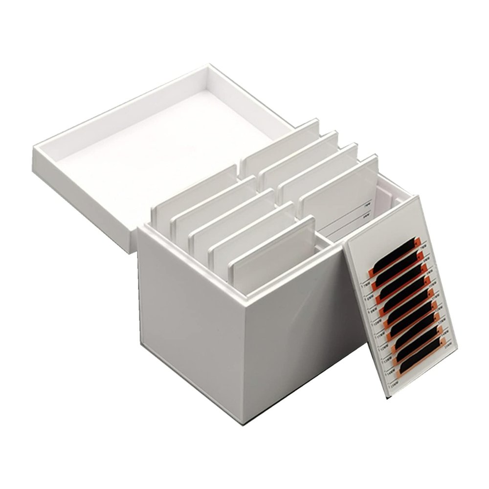 Acrylic 10 Layers Eyelases Extension Storage Box, Grafting Eye lashes Close-Packed Display, Makeup Organizer False Eyelashes Glue Pallet Holder with 10 Pallets (White without Eye)