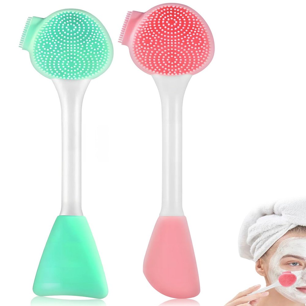 Facial Cleansing Brush,3 in 1 Silicone Face Mask Brush, Face Scrubber for Exfoliating,Deep Pore Cleansing,DIY Mask