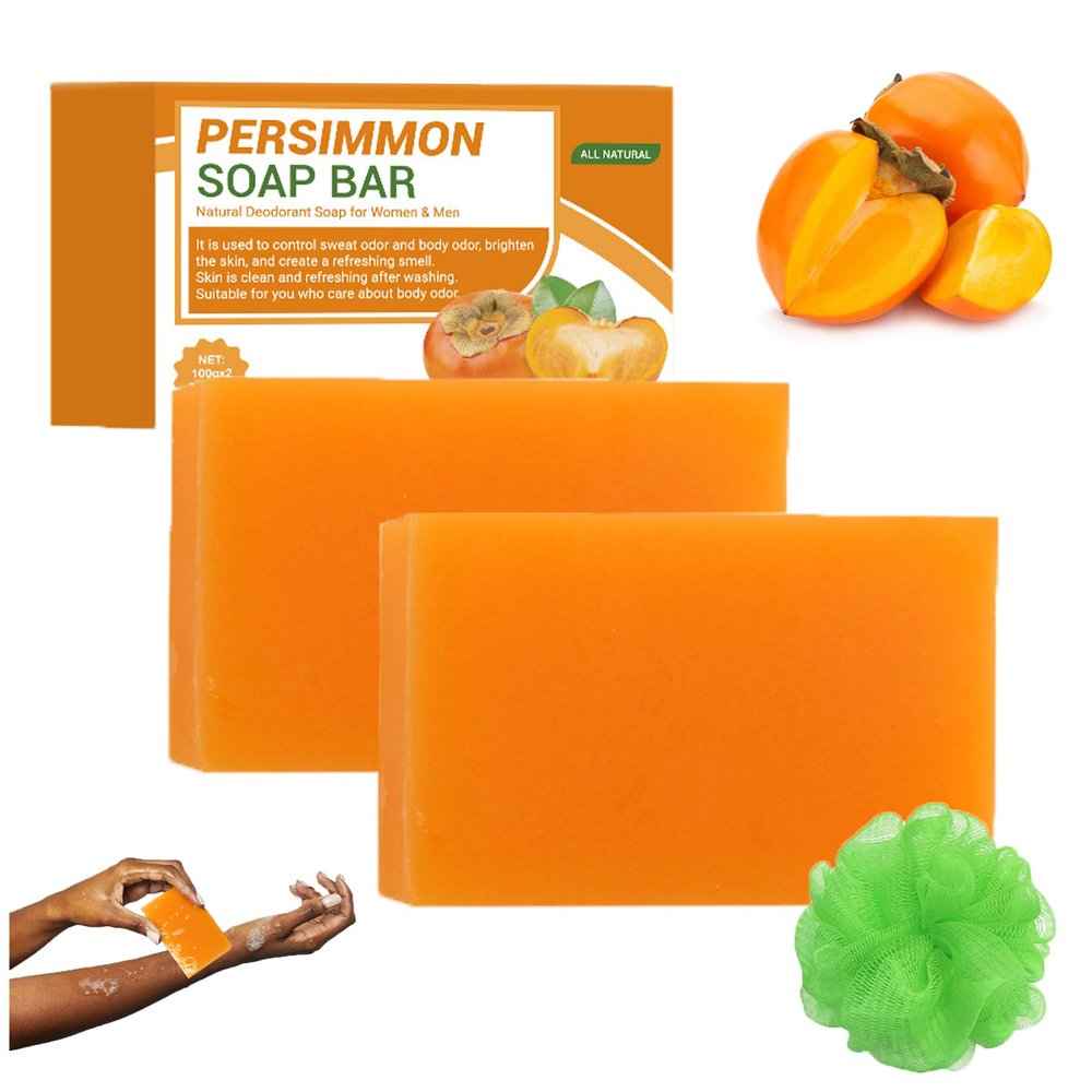Persimmon Soap for Old People Smell, Swarva Persimmon Soap for Body Odor, for Face & Body