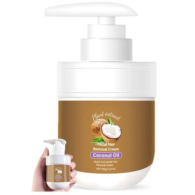 Coconut Oil Plant Extract Facial Hair Removal Cream, Coconut Facial Hair Removal Cream for Women for Upper Lip and Chin for Women for Sensitive Skin, Gentle and Soothing Skin (100g)