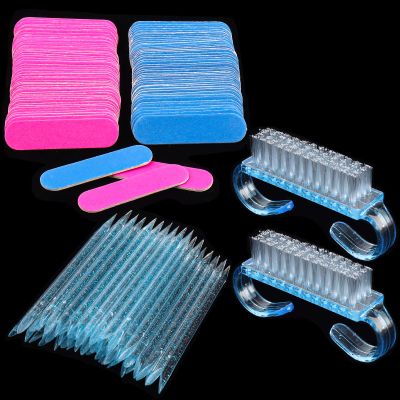 152pcs Nail Care Kit,100pcs Nail Files,50pcs Nail Care Sticks, Cuticle Manicure and Pedicure Stick,2pcs Handle Grip Nail Brush Manicure and Pedicure Tools KitBlue)