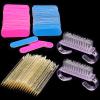 152pcs Nail Care Kit,100pcs Nail Files,50pcs Nail Care Sticks, Cuticle Manicure and Pedicure Stick,2pcs Handle Grip Nail Brush Manicure and Pedicure Tools Kit(Gold+Purple ) view 1