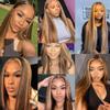 P4/27 Blonde Bundles Human Hair Straight Bundles 30 32 34 Inch Unprocessed Brazilian Virgin Hair Highlight Brown Straight 3 Bundle Human Hair Extensions 50 Gram Per Bundle view 2