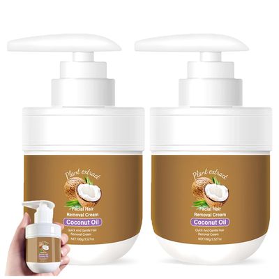 Coconut Oil Plant Extract Facial Hair Removal Cream, Coconut Facial Hair Removal Cream for Women for Upper Lip and Chin for Women for Sensitive Skin, Gentle and Soothing Skin (200g)