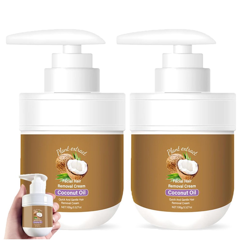 Coconut Oil Plant Extract Facial Hair Removal Cream, Coconut Facial Hair Removal Cream for Women for Upper Lip and Chin for Women for Sensitive Skin, Gentle and Soothing Skin (200g)