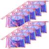 10 Holographic Makeup Bags Pack, Rainbow Waterproof Zipper Cases For Beauty Products, Iridescent Travel Toiletry Storage, Clear Pvc Coetic Organizer Pouches view 1